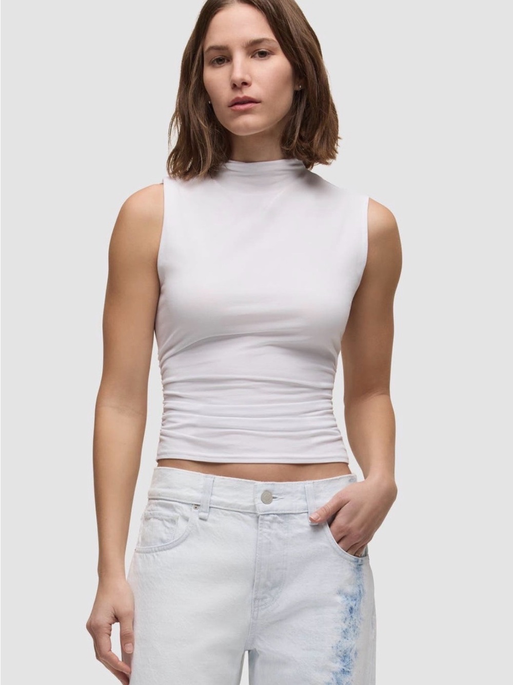 NWT Hudson Jeans White Sleeveless Mock Neck Tank M